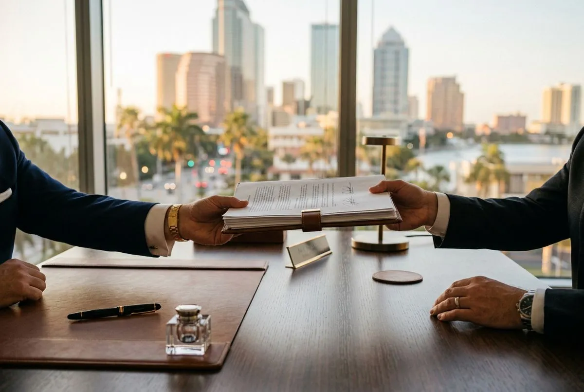 Business professionals completing a Florida liquor license transfer